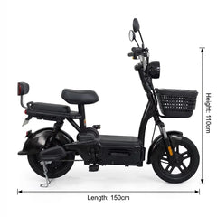 LoadMax PRO Electric Bike | 100KM speed | 600W Motor | 14 Inch Tires | Mirror Basket | Premium Fast