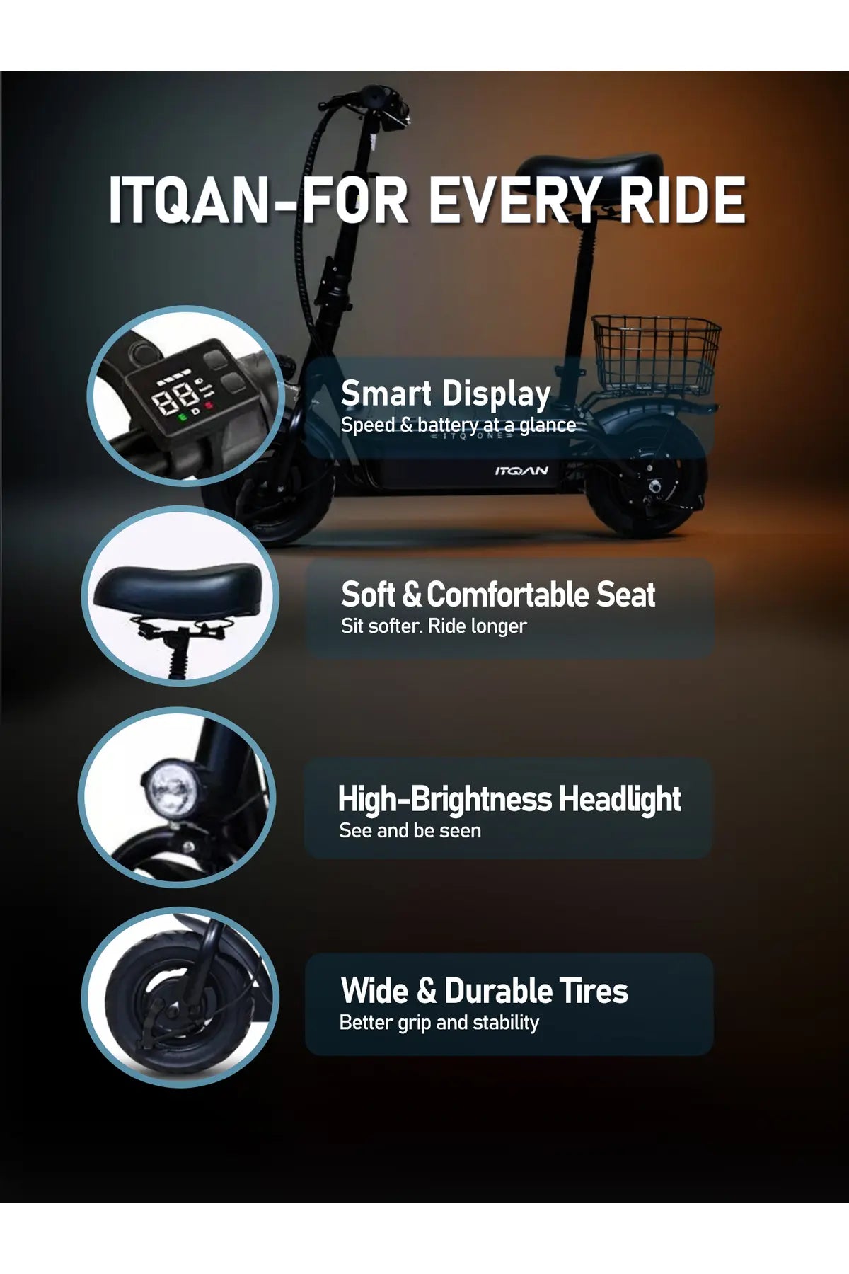 Swift Fold Pro 350W Electric Bike | 25km/h Speed | 10 Inch Tyre | Foldable E-Bike, Basket| Black