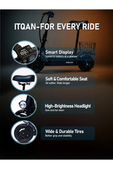 Swift Fold Pro 350W Electric Bike | 25km/h Speed | 10 Inch Tyre | Foldable E-Bike, Basket| Black