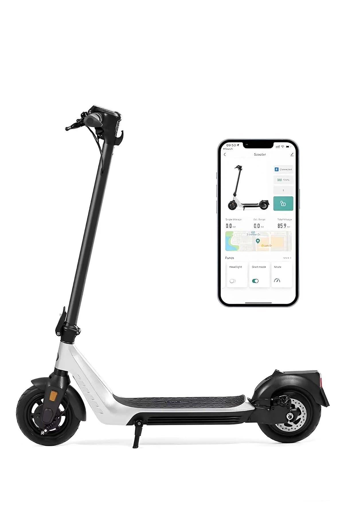 H20,Foldable Electric Scooter For Adult,500W,10 Inch tyre,62km,25KM/H Speed,120KG Load,Silver.