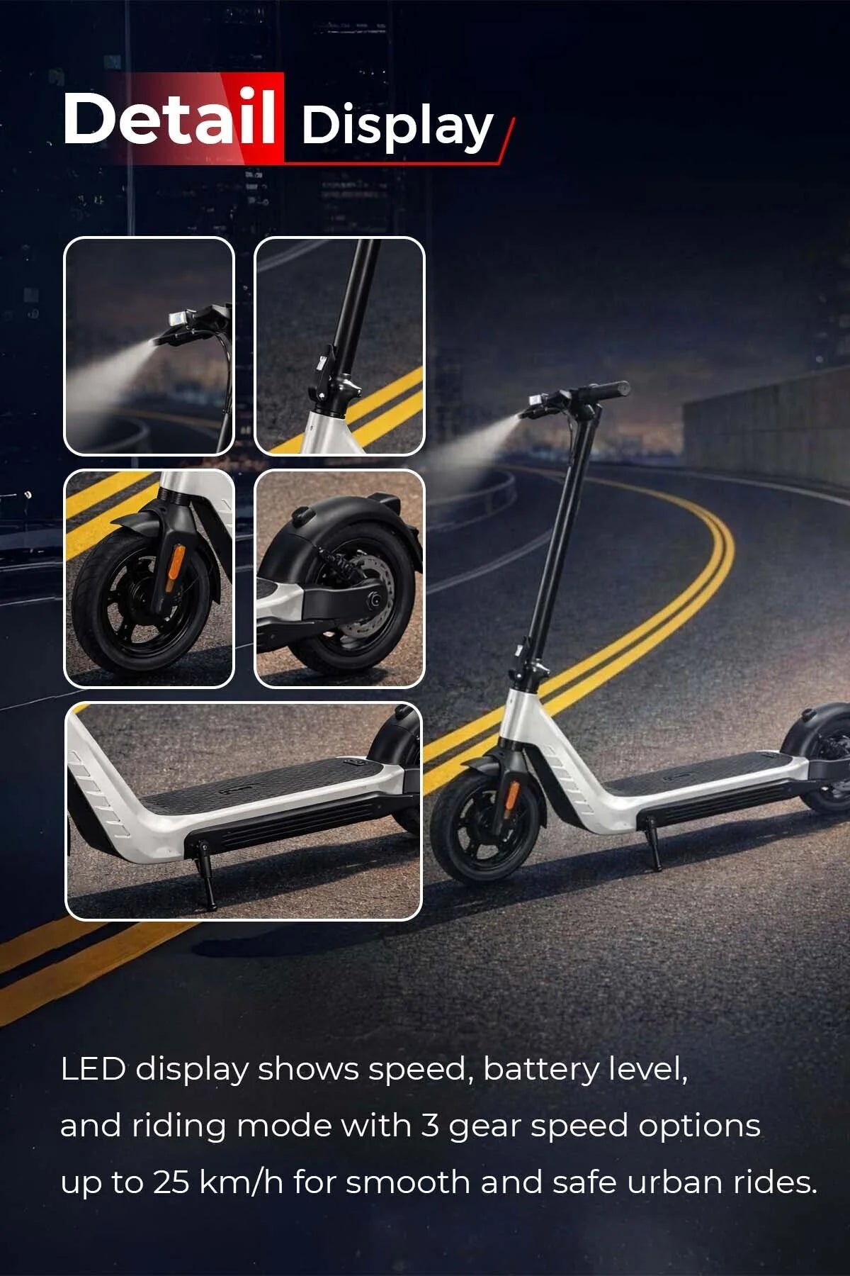 H20,Foldable Electric Scooter For Adult,500W,10 Inch tyre,62km,25KM/H Speed,120KG Load,Silver.