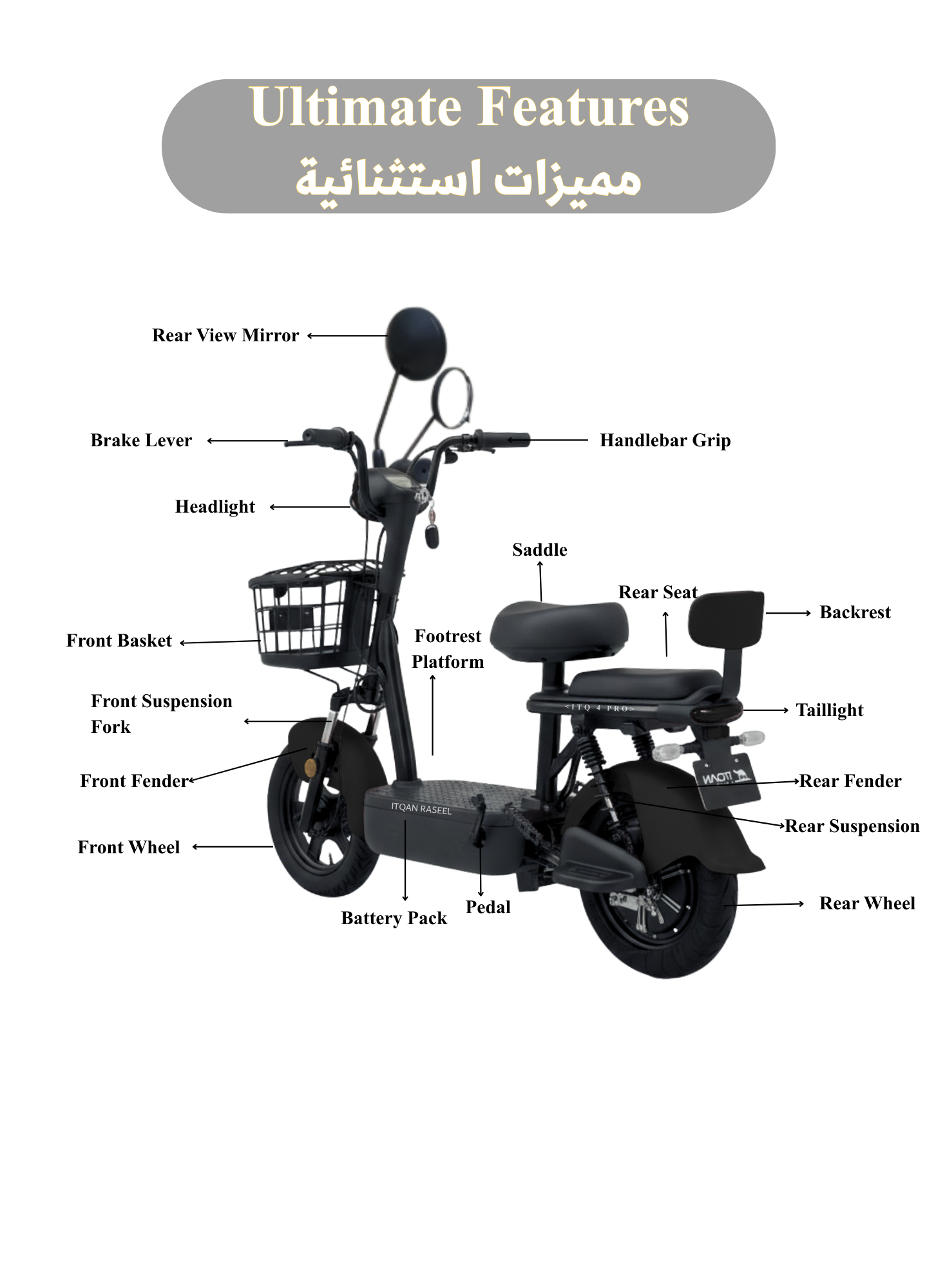 Urban Comfort Pro 450W Best Electric Bike | 55km/h | 14 Inch Tyre | LCD l Fast Charging 65km | Black