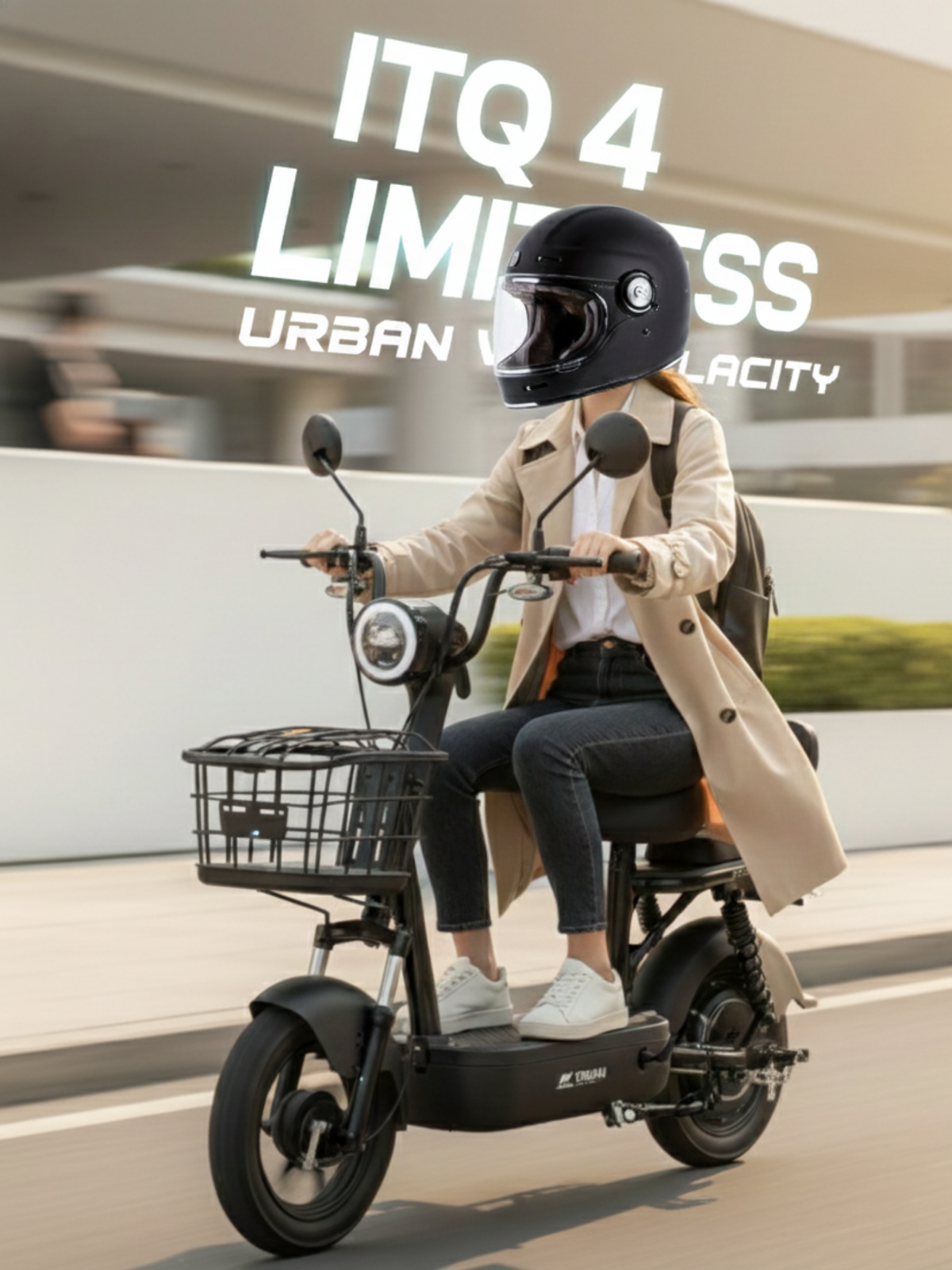 ITQ-1 Pro Electric Bike for Adults | 350W | 10-Inch Tyres | 55km Range | Includes Basket