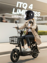 ITQ-1 Pro Electric Bike for Adults | 350W | 10-Inch Tyres | 55km Range | Includes Basket