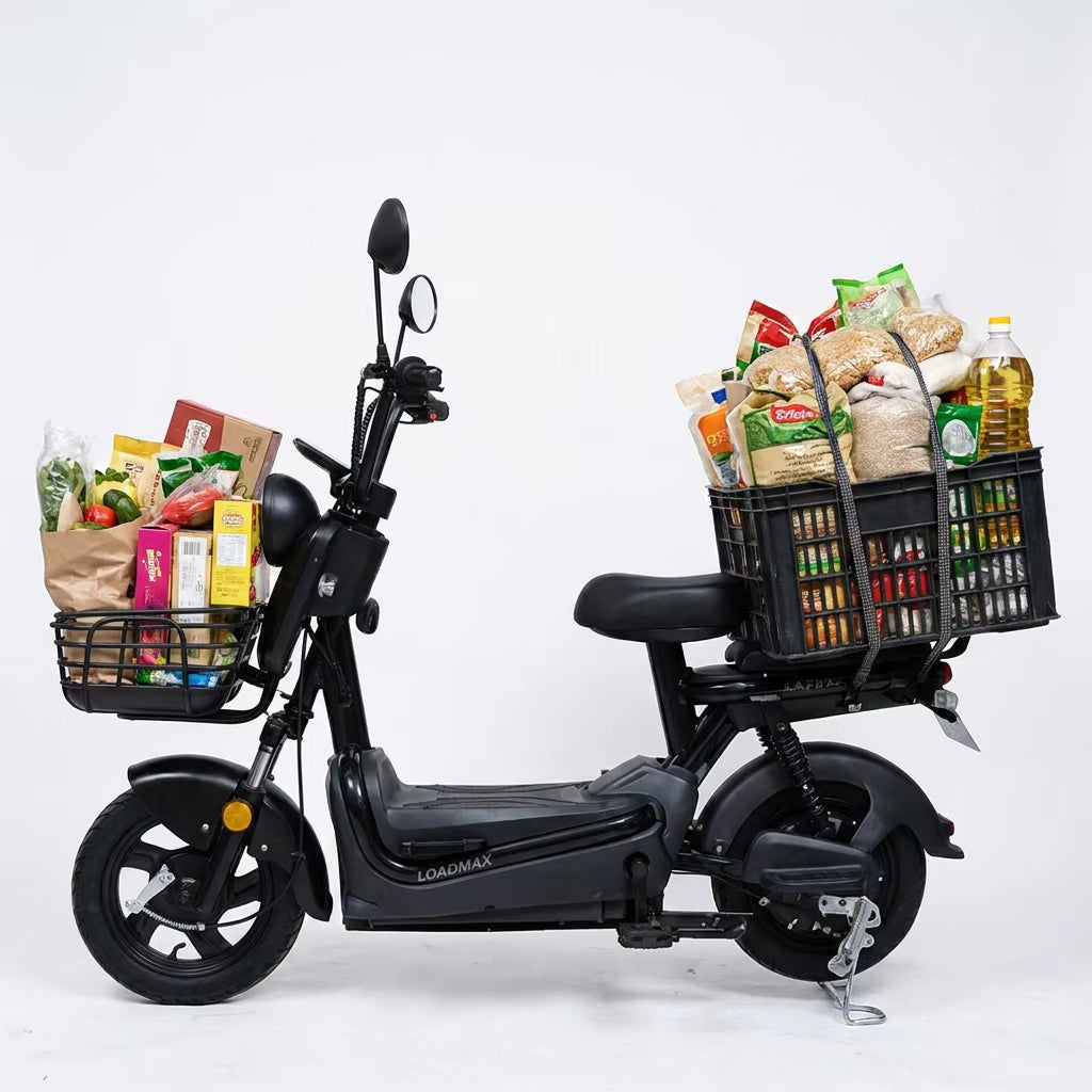 LoadMax PRO Electric Bike | 100KM speed | 600W Motor | 14 Inch Tires | Mirror Basket | Premium Fast