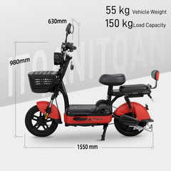 Urban Plus Pro 450W Best Electric Bike | 55km/h | 14 Inch Tyre | LCD l Fast Charging 65km | Red