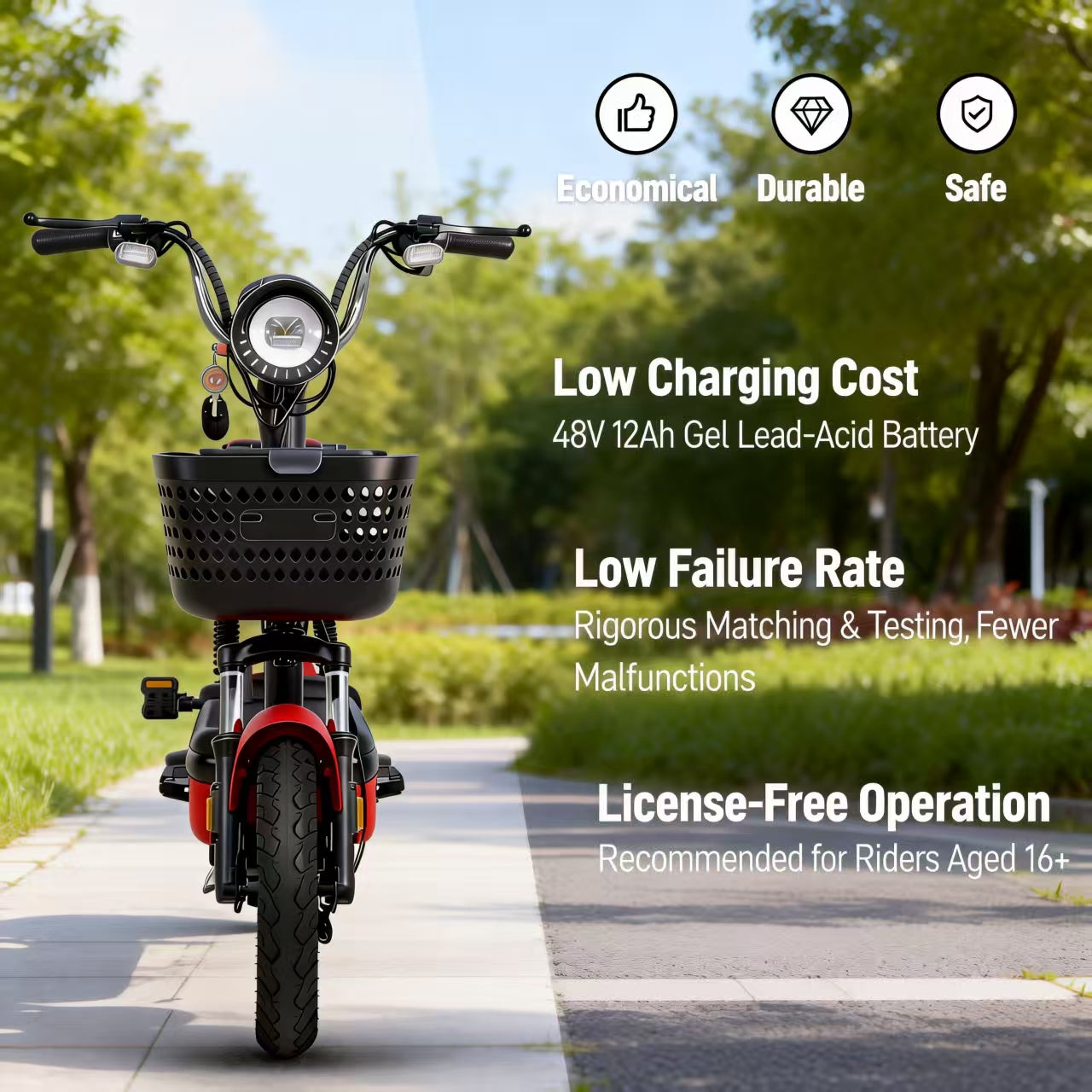 Urban Plus Pro 450W Best Electric Bike | 55km/h | 14 Inch Tyre | LCD l Fast Charging 65km | Red