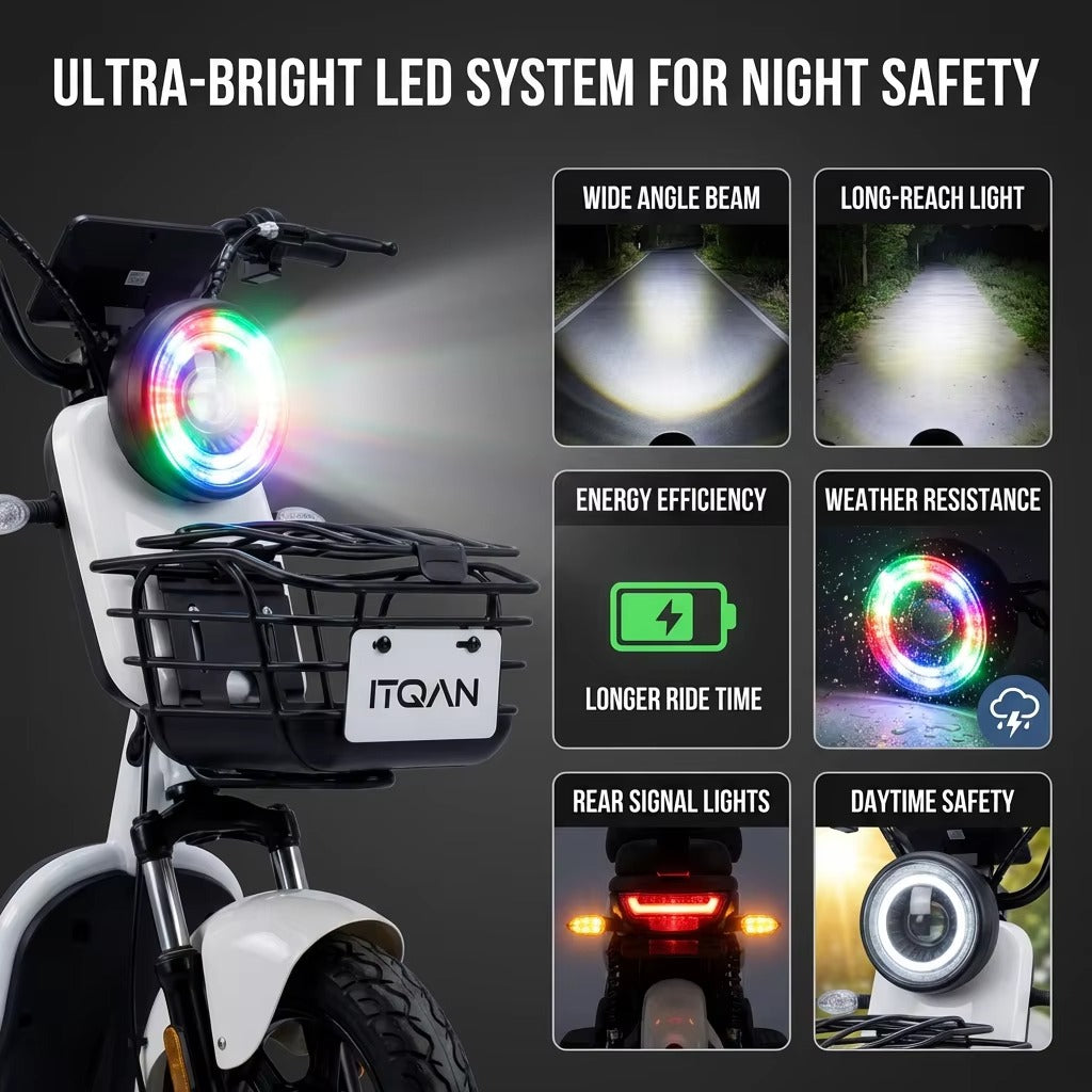 LoadMax PRO Electric Bike | 100KM speed | 600W Motor | 14 Inch Tires | Mirror Basket | Premium Fast