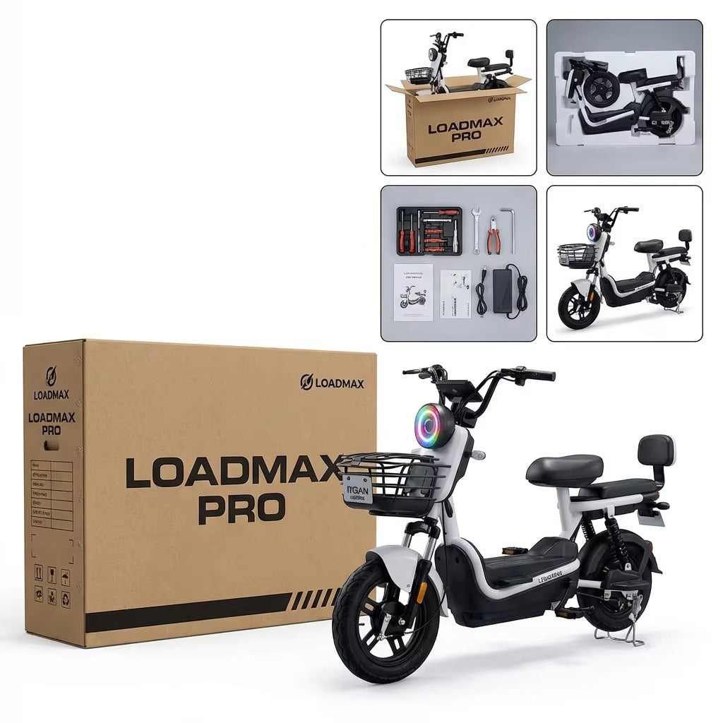 LoadMax PRO Electric Bike | 100KM speed | 600W Motor | 14 Inch Tires | Mirror Basket | Premium Fast