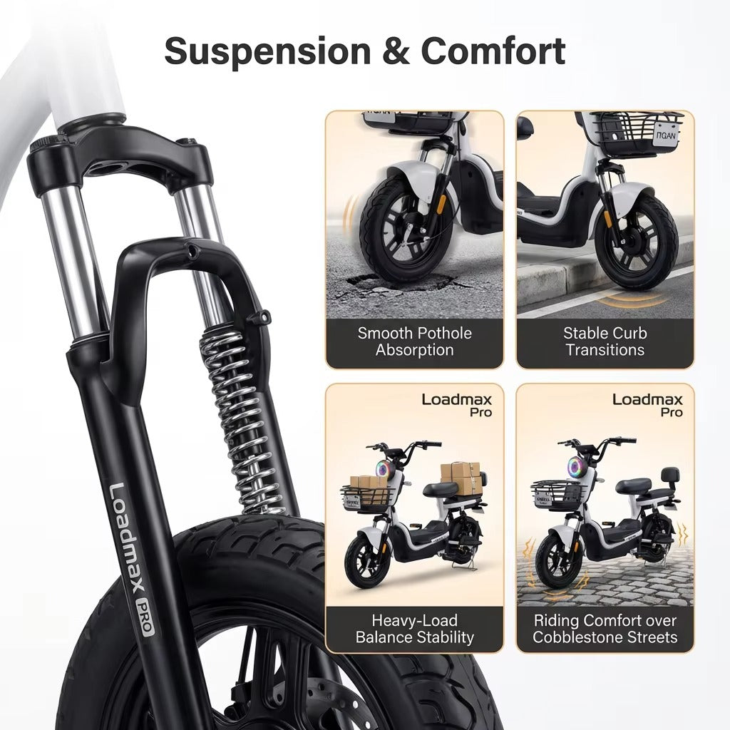 LoadMax PRO Electric Bike | 100KM speed | 600W Motor | 14 Inch Tires | Mirror Basket | Premium Fast
