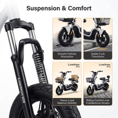 LoadMax PRO Electric Bike | 100KM speed | 600W Motor | 14 Inch Tires | Mirror Basket | Premium Fast